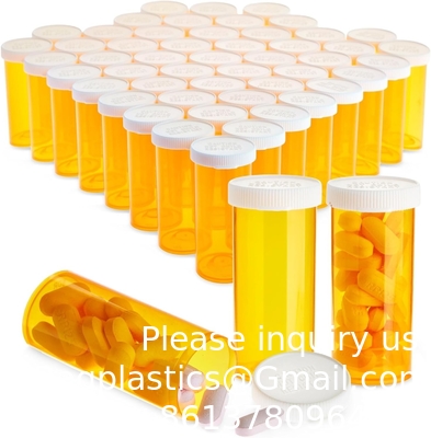 Bouteilles de pilules vides avec un capuchon pour les médicaments d'ordonnance, récipients de médicaments en plastique de 8 grammes (orange)