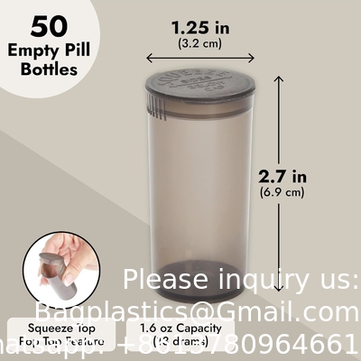 250 flacons de comprimés vides avec capuchon, flacons de médicaments en plastique de 13 drams pour médicaments sur ordonnance, compléments alimentaires