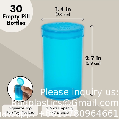 250 flacons de comprimés vides avec capuchon, flacons de médicaments en plastique de 13 drams pour médicaments sur ordonnance, compléments alimentaires