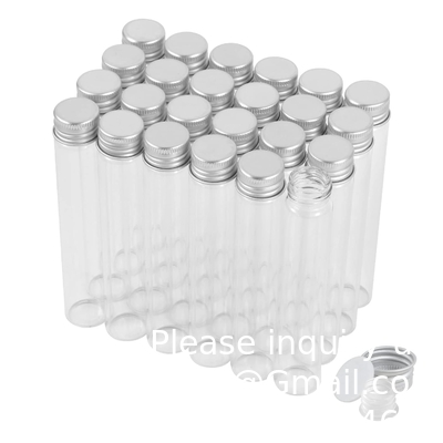 Tubes d'essai transparents en verre de 30 ml avec capuchons à vis et bouchons en plastique, flacon d'échantillon liquide, tubes d'essai plats à l'épreuve des fuites
