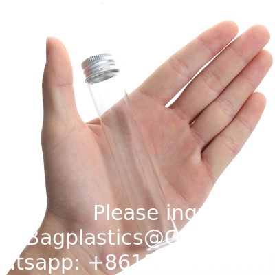 Tubes d'essai transparents en verre de 30 ml avec capuchons à vis et bouchons en plastique, flacon d'échantillon liquide, tubes d'essai plats à l'épreuve des fuites