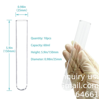 Tubes d'essai, 50 ml - Borosilicate 3,3 verre - Pares épaisses de 1,2 mm, bord perlé - Durabilité thermique et chimique supérieure