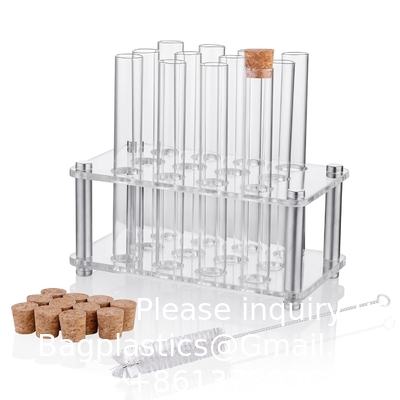 Expériences scientifiques 12 pièces 20x150mm tubes à essai en verre avec bouchons de liège 1 étagère de matériau acrylique