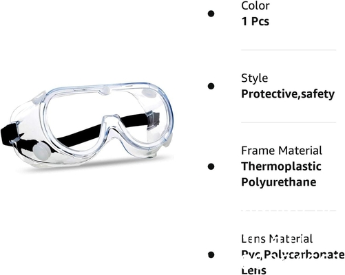 Anti-brouillard lunettes de protection de sécurité Lentilles claires large vision réglable protection des yeux doux œil léger