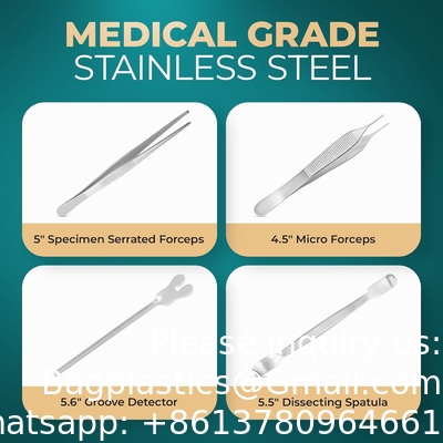 38 PCS Kit de dissection avancée de laboratoire de biologie de l'anatomie Dissection ensemble avec acier inoxydable scalpel couteau poignée lames