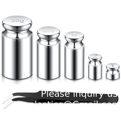 1g 2g 5g 10g 20g Gramm Set pour l'équilibre de l'échelle numérique et une pièce de poids d'étalonnage pinceau, argent