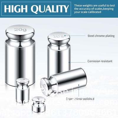 1g 2g 5g 10g 20g Gramm Set pour l'équilibre de l'échelle numérique et une pièce de poids d'étalonnage pinceau, argent