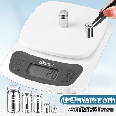 1g 2g 5g 10g 20g Gramm Set pour l'équilibre de l'échelle numérique et une pièce de poids d'étalonnage pinceau, argent