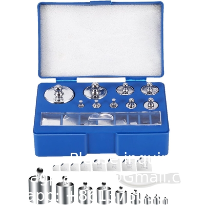 Étalonnage de la balance de l'échelle ensemble de poids avec cas-10-500g (8 pièces: 10g,20g,20g,50g,100g,100g,200g,500g) 8 pièces est de 1000 grammes