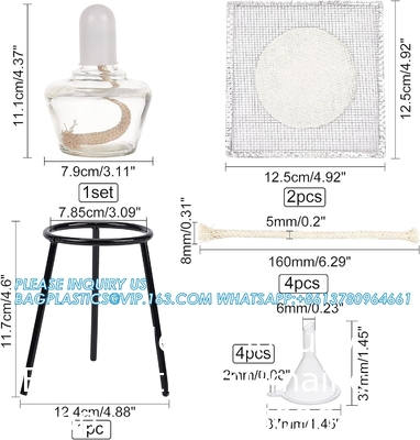 Ensemble de lampes à alcool en verre pour laboratoire Lampes à brûleur d'alcool 150 ml Lampes à alcool en verre et kit de support incluant lampe à alcool, trépied