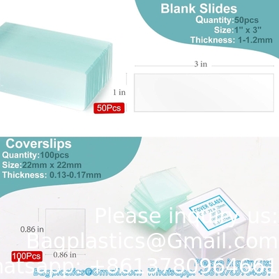 Slides et couvertures pour microscope, diapositives en verre vierge pour microscope - 50 diapositives, 100 couvertures - pour microscopie