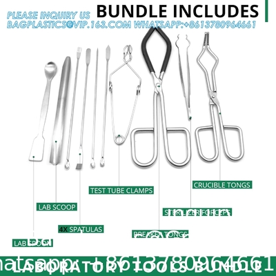 Produits de laboratoire outils de laboratoire essentiels Pack de démarrage - Beaker Tongs de laboratoire Spatula Scoop Cuillère de cuillère de tube à essai pinces stérilisateur