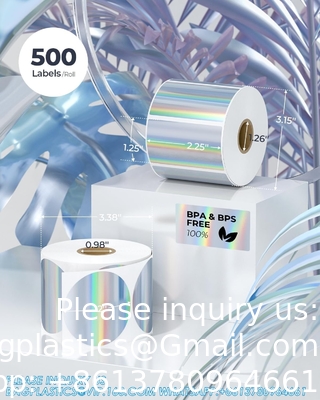 Étiquette thermique ronde holographique autocollants cercle 2 pouces imprimable arc-en-ciel imprimante thermique autocollants