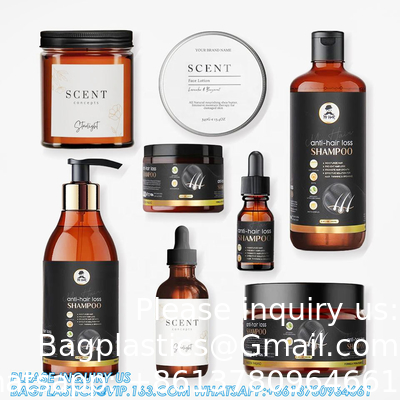 Étiquettes de produit de maquillage de bouteille cosmétique imperméable à l'eau étiquette de pot, logo personnalisé étiquettes en feuille d'or imprimées pour les cosmétiques