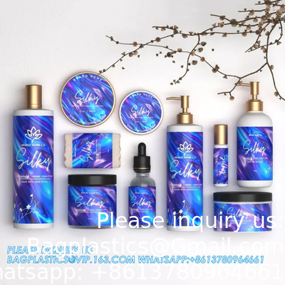 Étiquettes de produit de maquillage de bouteille cosmétique imperméable à l'eau étiquette de pot, logo personnalisé étiquettes en feuille d'or imprimées pour les cosmétiques