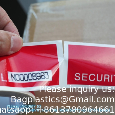 Tape de sécurité rouge numérotée en série (48 mm X 50 m X 2 mil, 100% de transfert total, ultra-épais  Void )