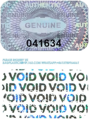 Étiquettes/autocollants holographiques authentiques Transfert d'argent contrefaçon preuve de sécurité Garantie non valide Sceaux/autocollants haute sécurité