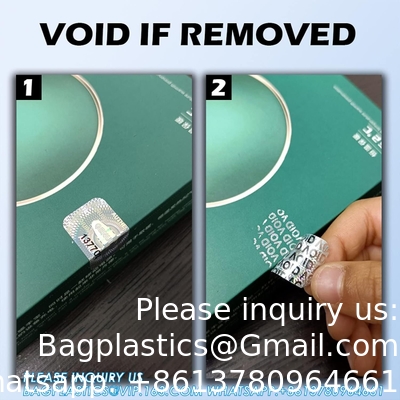 Étiquettes/autocollants holographiques authentiques Transfert d'argent contrefaçon preuve de sécurité Garantie non valide Sceaux/autocollants haute sécurité