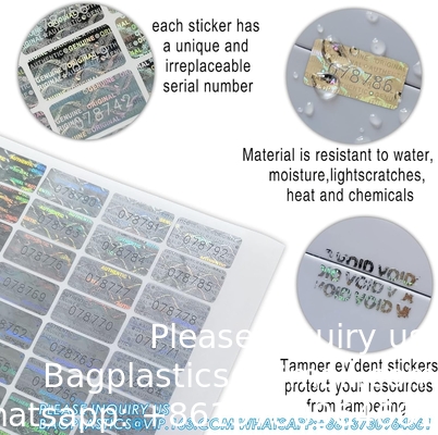 Étiquettes/autocollants holographiques authentiques Transfert d'argent contrefaçon preuve de sécurité Garantie non valide Sceaux/autocollants haute sécurité