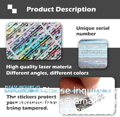 Étiquettes/autocollants holographiques authentiques Transfert d'argent contrefaçon preuve de sécurité Garantie non valide Sceaux/autocollants haute sécurité