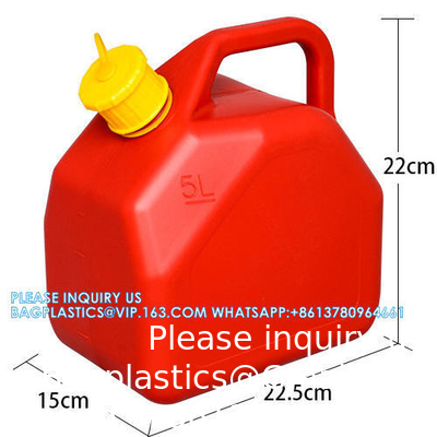 Couleur rouge 2,5 gallons de gaz plastique Jerry Can 10 litres HDPE essence diesel réservoir de carburant Flexible bec