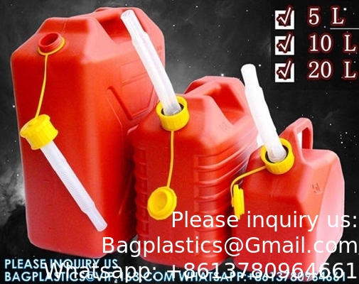Couleur rouge 2,5 gallons de gaz plastique Jerry Can 10 litres HDPE essence diesel réservoir de carburant Flexible bec