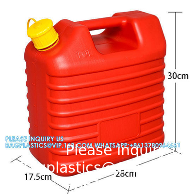Couleur rouge 2,5 gallons de gaz plastique Jerry Can 10 litres HDPE essence diesel réservoir de carburant Flexible bec
