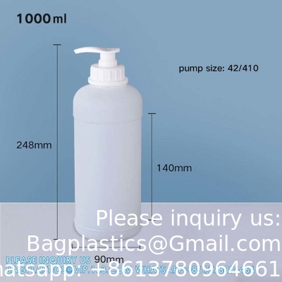 1L bouteille en plastique HDPE pour le shampooing capillaire emballage liquide avec pompe couvercle pompe pulvérisateur bouchon à vis en plastique