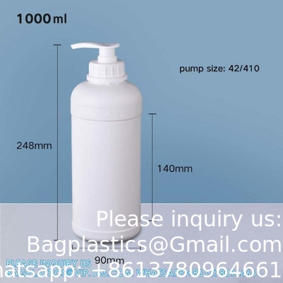 1L bouteille en plastique HDPE pour le shampooing capillaire emballage liquide avec pompe couvercle pompe pulvérisateur bouchon à vis en plastique