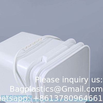 Des seaux en plastique carrés de 5 à 25 litres des seaux rectangulaires avec couvercle et poignée Logo d'impression couleur personnalisé