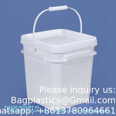 Des seaux en plastique carrés de 5 à 25 litres des seaux rectangulaires avec couvercle et poignée Logo d'impression couleur personnalisé