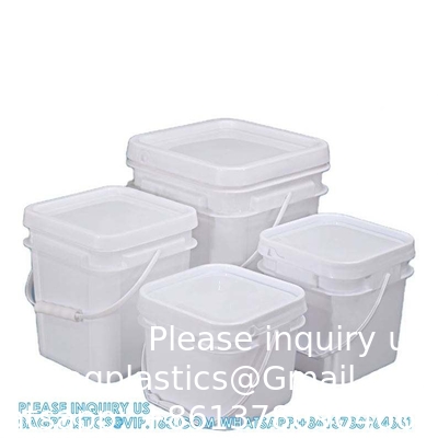 Des seaux en plastique carrés de 5 à 25 litres des seaux rectangulaires avec couvercle et poignée Logo d'impression couleur personnalisé