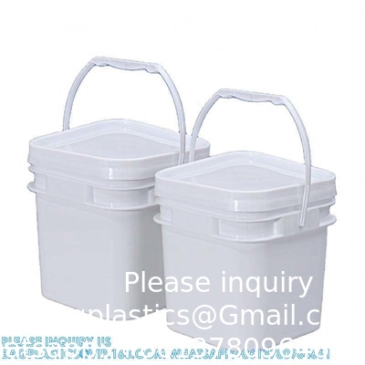 Des seaux en plastique carrés de 5 à 25 litres des seaux rectangulaires avec couvercle et poignée Logo d'impression couleur personnalisé