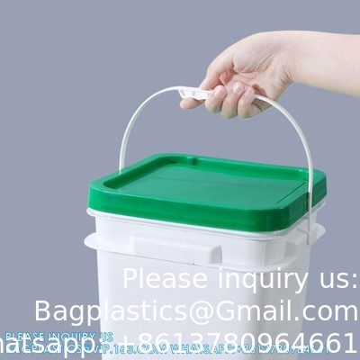 Des seaux en plastique carrés de 5 à 25 litres des seaux rectangulaires avec couvercle et poignée Logo d'impression couleur personnalisé