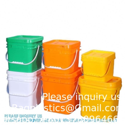 Des seaux en plastique carrés de 5 à 25 litres des seaux rectangulaires avec couvercle et poignée Logo d'impression couleur personnalisé