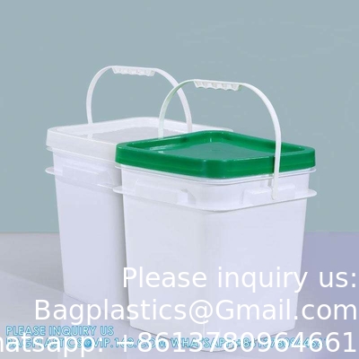 Des seaux en plastique carrés de 5 à 25 litres des seaux rectangulaires avec couvercle et poignée Logo d'impression couleur personnalisé