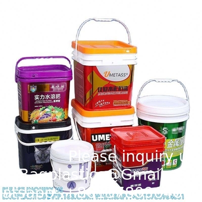 Des seaux en plastique carrés de 5 à 25 litres des seaux rectangulaires avec couvercle et poignée Logo d'impression couleur personnalisé