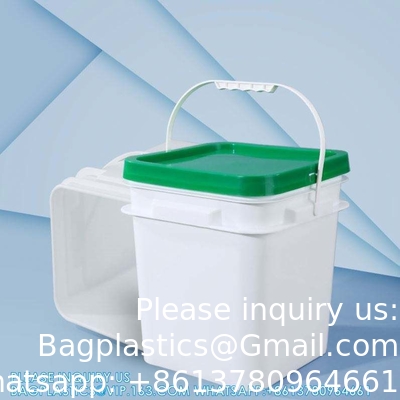 Des seaux en plastique carrés de 5 à 25 litres des seaux rectangulaires avec couvercle et poignée Logo d'impression couleur personnalisé