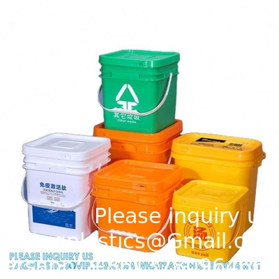 Des seaux en plastique carrés de 5 à 25 litres des seaux rectangulaires avec couvercle et poignée Logo d'impression couleur personnalisé