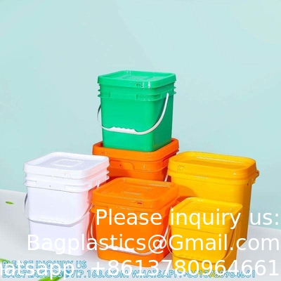 Des seaux en plastique carrés de 5 à 25 litres des seaux rectangulaires avec couvercle et poignée Logo d'impression couleur personnalisé