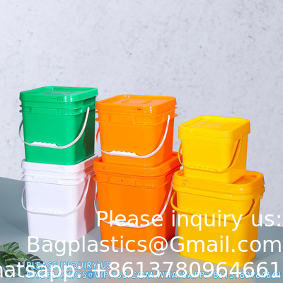 Des seaux en plastique carrés de 5 à 25 litres des seaux rectangulaires avec couvercle et poignée Logo d'impression couleur personnalisé
