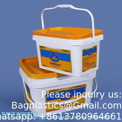 Des seaux en plastique carrés de 5 à 25 litres des seaux rectangulaires avec couvercle et poignée Logo d'impression couleur personnalisé