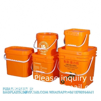 Des seaux en plastique carrés de 5 à 25 litres des seaux rectangulaires avec couvercle et poignée Logo d'impression couleur personnalisé