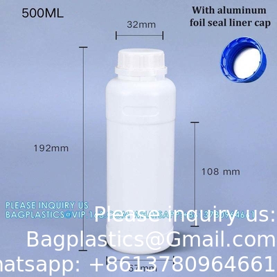 Bouteille de médicament liquide de laboratoire en plastique vide Réactif chimique Récipient Bouteille avec couvercle à vis