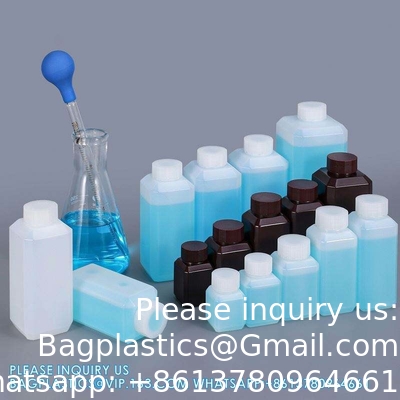Vente en gros de PEHD vide en poudre de plastique en petites quantités contenant des solides bouteilles de liquide chimique avec bouchon d'anneau
