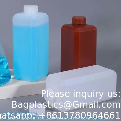 Vente en gros de PEHD vide en poudre de plastique en petites quantités contenant des solides bouteilles de liquide chimique avec bouchon d'anneau