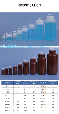 5 ml-1000 ml de laboratoire PP large bouche HDPE Amber Blanc type de stérilisation réactif de récipient bouteille