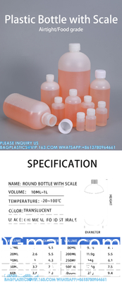 Bouteille ronde en plastique à échelle de 10 ml Bouteille de réactif vide en HDPE pour le stockage de liquides chimiques Bouteille à vis en plastique