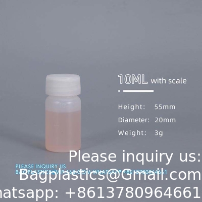 Bouteille ronde en plastique à échelle de 10 ml Bouteille de réactif vide en HDPE pour le stockage de liquides chimiques Bouteille à vis en plastique