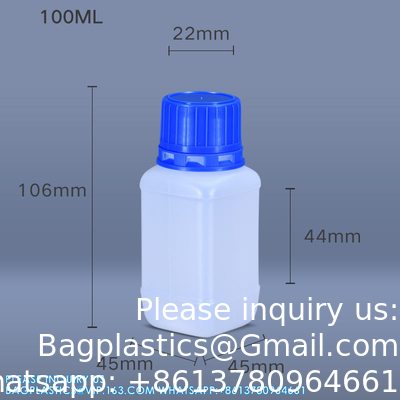 Bouteille en plastique de 100 ml de réactif Bouteilles blanches vides en HDPE avec couvercle intérieur pour le stockage de poudre liquide chimique